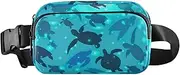 [Amooorous] World Turtle Day Blue Sea Cute Waist Bag Fanny Pack for Women Men Waterproof Crossbody Passport Bag with Adjustable Strap for Travel Running Hiking, World Turtle Day Blue Sea, 1 size
