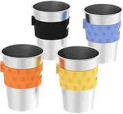 Rich&Ray 12 oz Magnetic Hanging Cups, Magnetic Drinking Cup Hanging on Fridge, Reusable Stainless Steel Cups with Silicone Cup Holder for Water Coolers, 4 Pack (Multicolor)