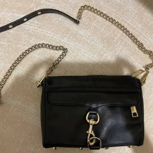 [二手] Rebecca Minkoff Mini Mac黑金配色肩背包