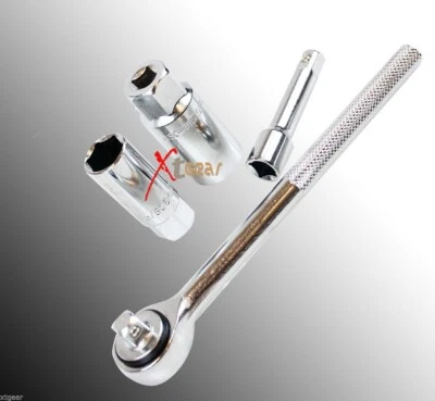 4Pc Flexible Tune Up w/ Spark Plug Socket Drive Flex Ratchet Extension Bar Kit