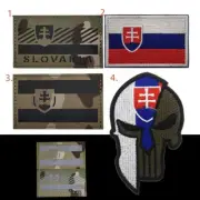 Reflective Euro Slovakia National Flag IR Patch Hook Loop Back Fastener Badge