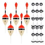 5pcs 15g 1/2oz Balsa Wood Fishing Floats Bobber for Bass Trout with Bobber Stops