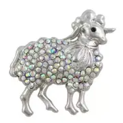 Sheep Brooch Pin with Aurora Borealis Crystals - PRA501S
