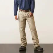 NEW Ariat Mens 44x34 FR M4 Workhorse Relaxed Bootcut Pants Jeans Beige Khaki Tan
