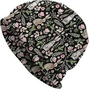 [Athjunss] Cat Beanie Hat Chemo Headwear Slouchy Skull Sleep Cap for Women Men Winter Running
