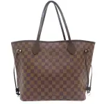 【二手名牌BRAND OFF】LOUIS VUITTON LV 路易威登 棕色 棋盤格帆布 NEVERFULL MM 托特包 N41358