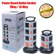 Tower Power Strip Surge Protector 7/15 Way Outlets 2 USB Chargers Power Board AU