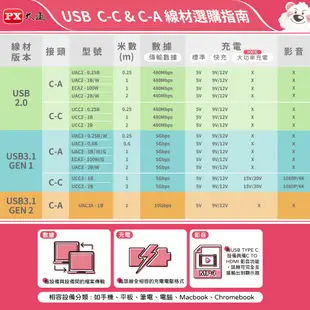 大通 UAC3X-1B USB3.1 Gen2 A-to-USB-C Type-C 1M閃充快充1米充電傳輸線黑