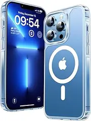 TAURI for iPhone 13 Pro Case 6.1", Compatible with MagSafe, Military-Grade Protection, [Anti-Yellowing] Shockproof Transparent Back Magnetic Phone Cover - Clear