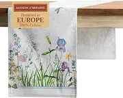 Maison d'Hermine Table Runner 100% Cotton Double Layer Table Runners 72 inches Long Decorative for Home Kitchen Dining Party Wedding Bridal Shower Spring Summer (Fleurs De Mai, 14.50" x 72")