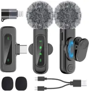 Mini Microphone for iPhone Android Wireless Lavalier Microphone with Collar Clip