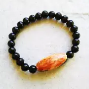 Transformation ~ Confidence ~ Powerful: Tangerine Agate + Black Stone Bracelet