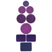 Pyrex Piece Shades of Purple Lid Bundle For 1,2,3,4,6, and 7-cup Glassware