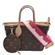 【Louis Vuitton 路易威登】M46786 Neverfull BB系列經典Monogram帆布手提/斜背包(玫瑰粉色)