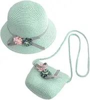 [Minkissy] Beach Hat Straw Beach Sun Hats Hat Bucket Hat Custom Beach Hat Hat Brim Summer Beach Bag Hats for Hat Sun Hats Cap Green