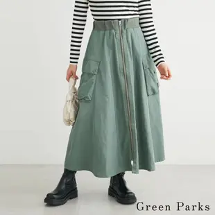 Green Parks 兩側口袋軍裝風拉鍊長裙