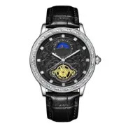 Men Watches Casual Moon Phase Stopwatch Business Male Leather Wristwatch