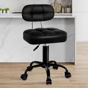 ALFORDSON Salon Stool Swivel Dress Chair Backrest Tufan - All Black