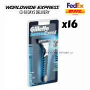 16x Gillette Sensor Excel Razor 1 Handle + 1 Blades Cartridge Twin Blades Manual