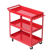 Tool Cart Trolley Box 3-Tier Toolbox Garage Storage Roller Organiser Red