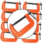 8 Pieces 4 Inches Orange Small C Clamps, Heavy Duty Steel C Clamp, Malleable