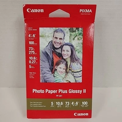 Canon Photo Paper Plus Glossy II 4x6 100 Sheets PP-201 - NEW