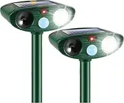 4 Pack Solar Animal Repeller for Raccoons, Deer & Squirrels - Ultrasonic & Strobe Light, Outdoor Deterrent for Cats, Dogs, Raccoons, Rabbits, Skunks, Foxes & More