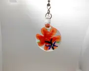 Orange Glass Floral Ceiling Fan Pull- Light Lamp Chain-Mother's Day Gift
