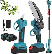 3-in-1 Cordless Electric Pruning Shears & Pole Saw – 2m Telescopic Rod, 2.5cm Scissor Opening, Battery & Charger Included, Garden Scissors for High Branches & Trimming