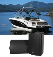 Pair Rockville HP5S Black 5.25" Marine Box Speakers w/ Swivel Bracket For Boats
