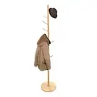 Coat Rack Wooden Stand Racks Solid And Free Standing Clothes Hanger With 8 Hooks
