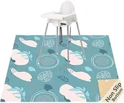 Splat Mat for Under High Chair/Arts/Crafts, WOMUMON Washable Spill Mat Waterproof Anti-Slip Floor Protector Splash Mat, Messy Mat and Table Cloth
