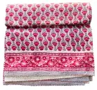 Cotton Kantha Bedspread hand block printed gudri ralli throws Blanket coverlet