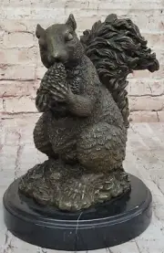 Vintage Style Bronze Squirrel Sculpture | Intricately Crafted Figurine Statue
