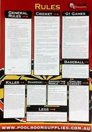 DART Board Darts General RULE BOOK CHART mounting instructions Cricket Keller