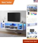Floating TV Stand Wall Mounted with Lights,LED TV Stand Floating Entertainmen...