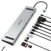 Docking Station, 13 in 1 USB C Docking Station with Dual 4K HDMI, VGA, 82W PD...