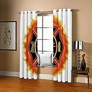 Exquisite Curtains for Kids Bedroom Flame & Fire Axe W117cm (46") x D138cm (54") x 2 3D Pattern Microfiber Blackout Fabric Eyelet Window Drapes for Kids Nursery Playroom 2 Panels