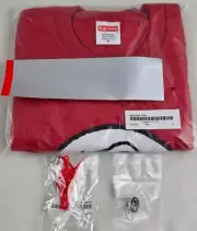 Supreme Molotov Tee Red T-Shirt MEDIUM SS18 + Pin Scratch Box Logo Sticker NEW