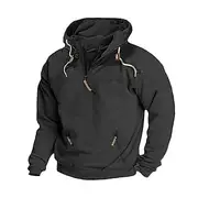 Men's Hoodie Quarter Zip Hoodie Tactical Hoodie Black Army Green Navy Blue Camel Hooded Plain Pocket Quarter Zip Sports Outdoor Casual Daily Streetwear Cool D