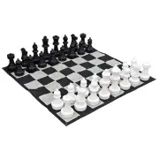 Large 60cm (24 Inch) Plastic Chess, Checkers, Mat and Bag Package