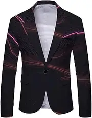 [SWJGLITTR] Men's Casual Blazer Floral Coat Regular Tuxedo Floral Suit Jacket Slim Fit Lightweight Blazer Coats, Black 3, XXL