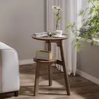 ChooChoo Round End Table for Small Spaces, Narrow Side Table, 1 Pack, Walnut
