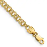7 Inch 14K 7In 3.75mm Solid Double Link Charm Bracelet