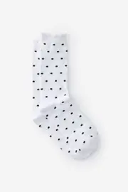 [Factorie] Factorie - Girls Everyday Crew Sock - White w blk polka dot M WHITE W BLK POLKA DOT