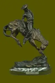 Frederic Remington Cowboy on Horse Rodeo Old West Western Art Bronze Sculpture