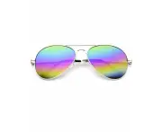 Mardi Gras Rainbow Aviator Reflective Glasses