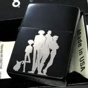 Zippo Oil Lighter Cowboy Bebop Crew Silhouette Black Silver Regular Case Japan