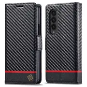 LC.IMEEKE For Samsung Galaxy Z Fold4 5G Leather Wallet Case Stand Carbon Fiber Texture Phone Cover