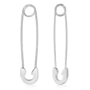 Safety Pin Earrings, 2 Pcs Paper Clip Earring with Loop Buckle, Silver Tone